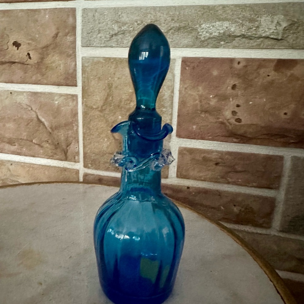 Blue Glass Decanter with Stopper